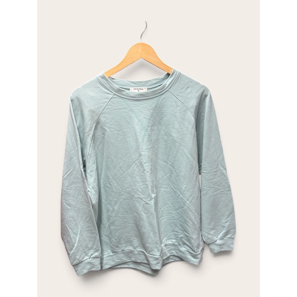 Zenana Seagram Green 100% Cotton Lightweight Sweatshirt TT-5202D4 Women Medium